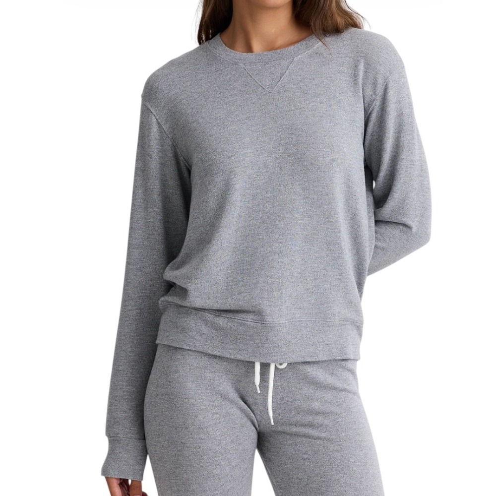 MONROW Supersoft Crew Neck Sweater SWEATSHIRT TOP Dark Heather Gray Lounge SZ S